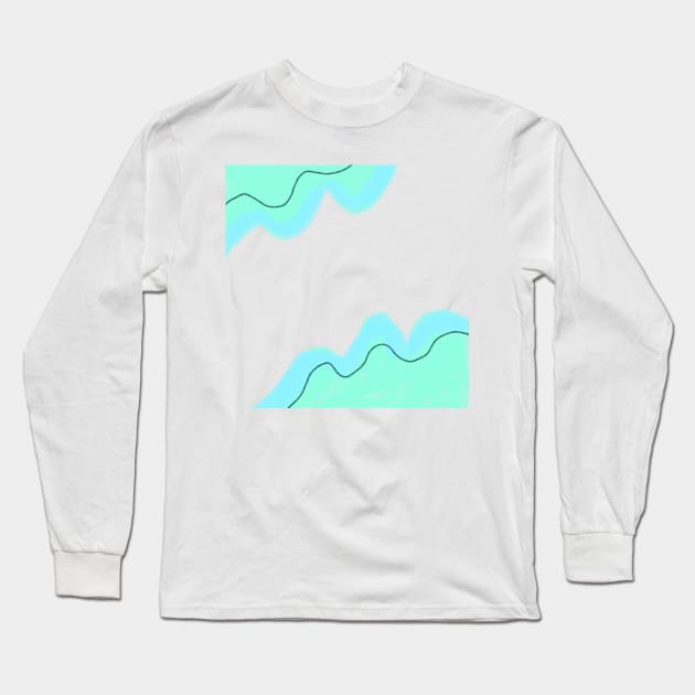 Green blue watercolor abstract art Long Sleeve T-Shirt by Simplecooldesignss